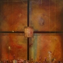 “La mujer Tawaddud -Noches 437 a 462-” (“The Tawaddud Woman -Nights 437 to 462-”, 2004). 160 x 160 cm. Oil and collage on canvas.